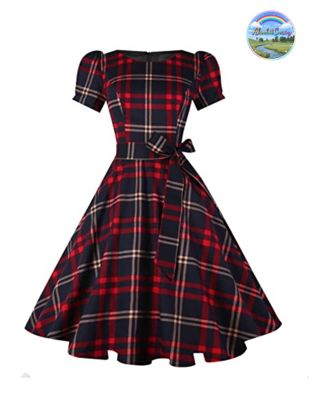 Women's 1950s Cocktail Party Dress Puff Sleeves A-Line Knee-Length